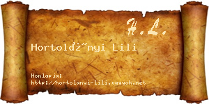 Hortolányi Lili névjegykártya